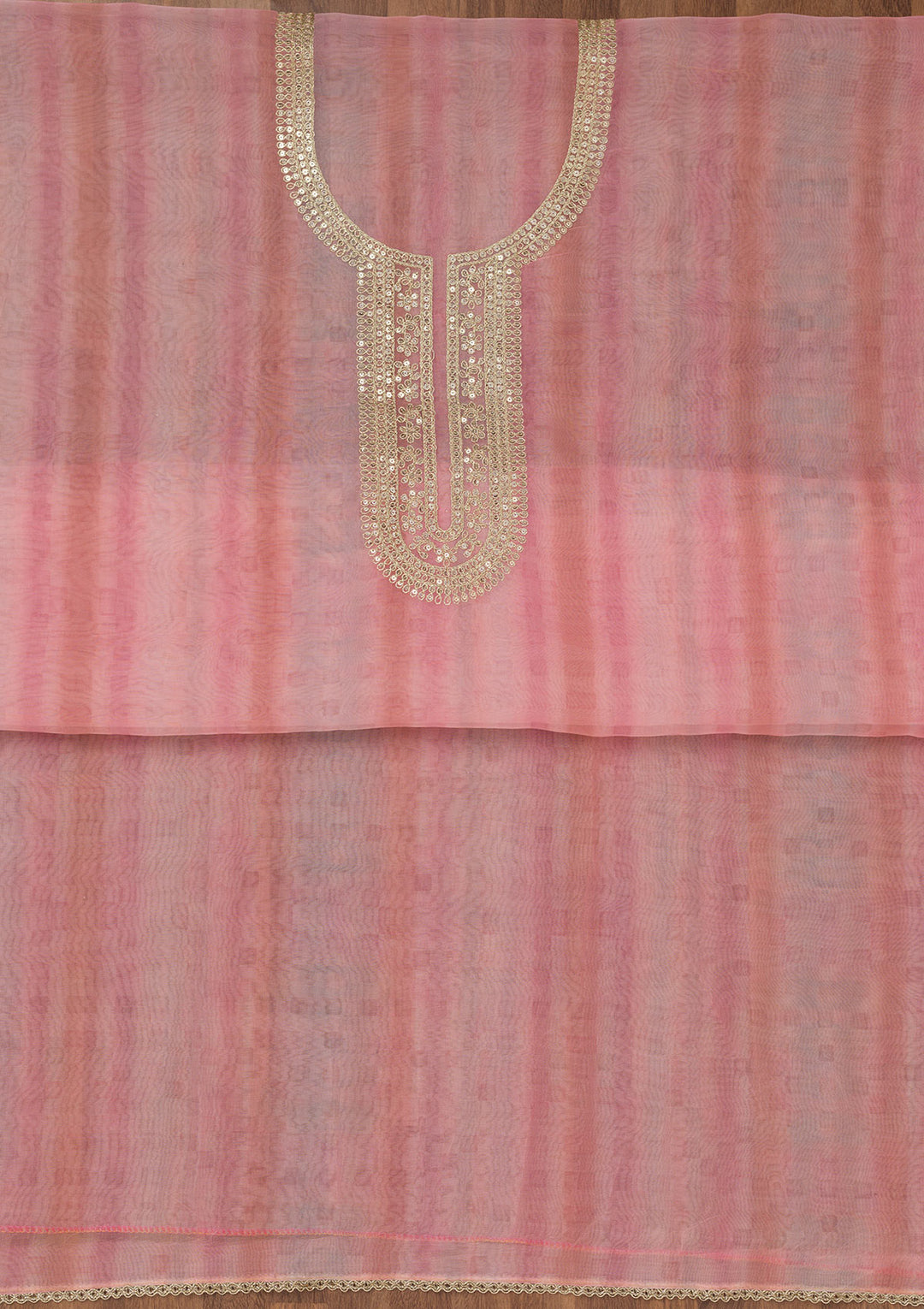 Pink Zariwork Semi Crepe Unstitched Salwar Suit