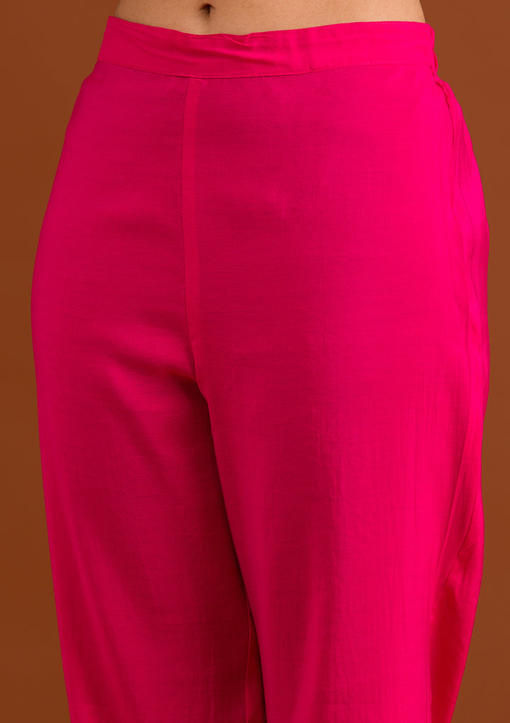 Pink Zariwork Semi Crepe Readymade Salwar Suit