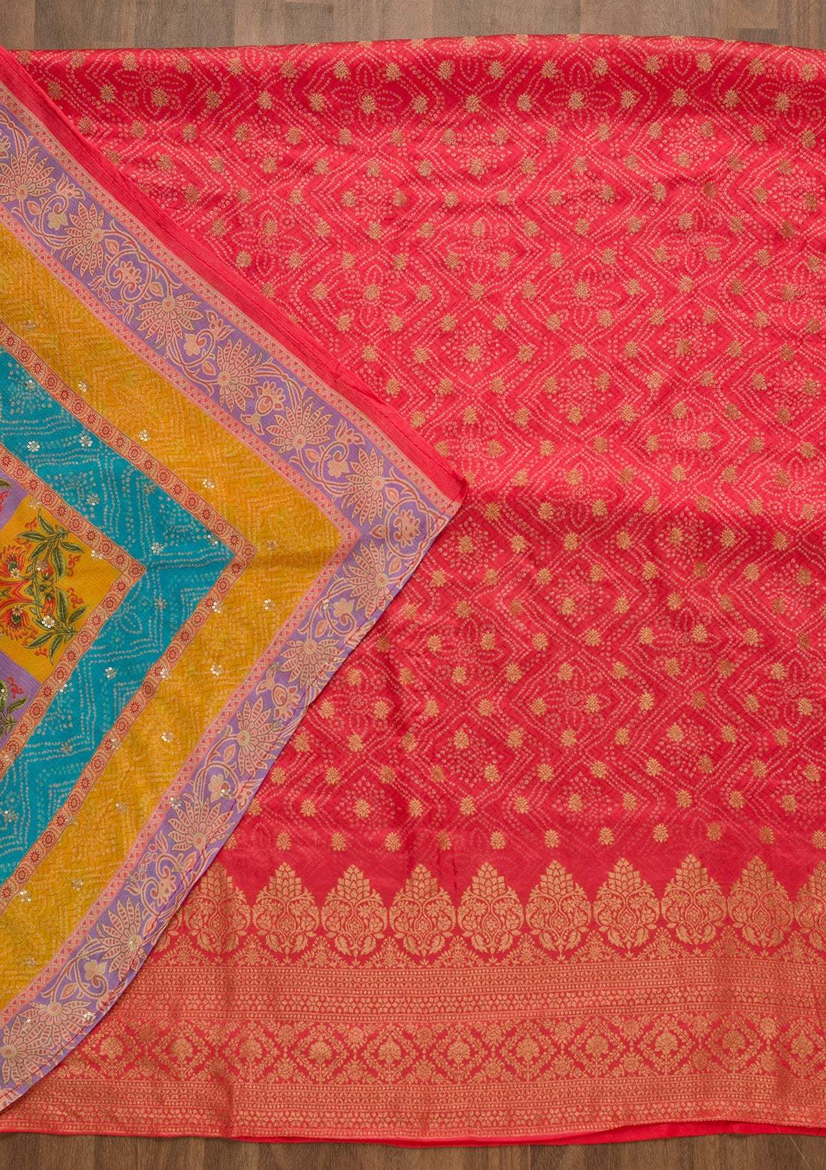Pink Zariwork Semi Crepe Unstitched Salwar Suit