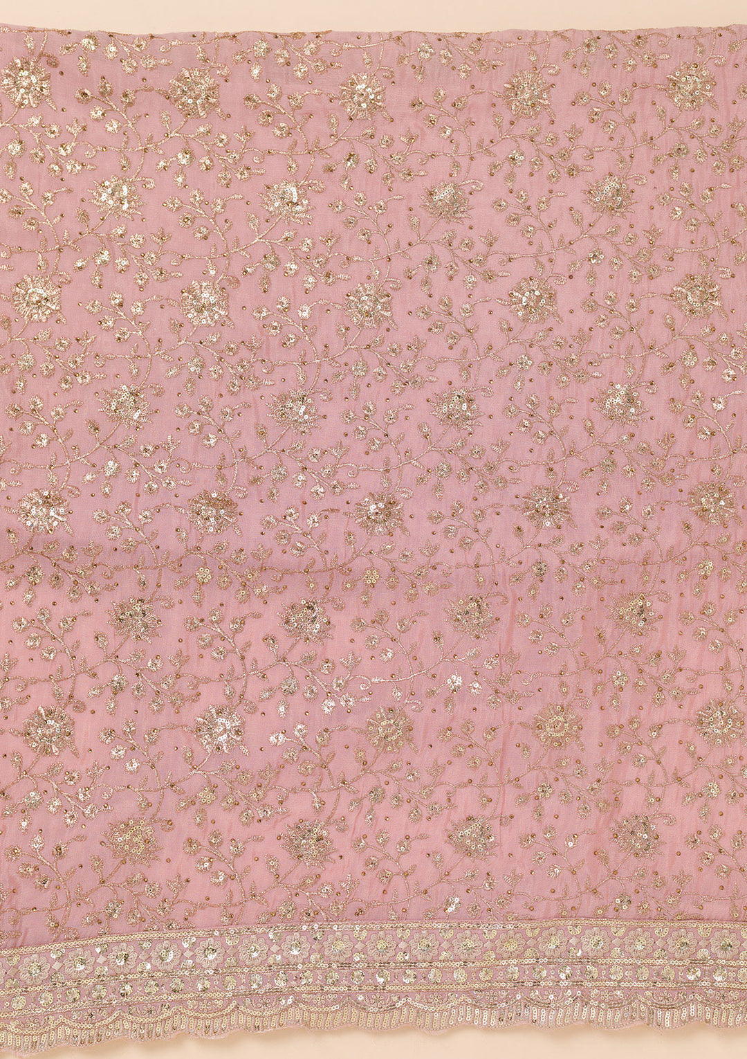 Pink Zariwork Semi Crepe Unstitched Salwar Suit