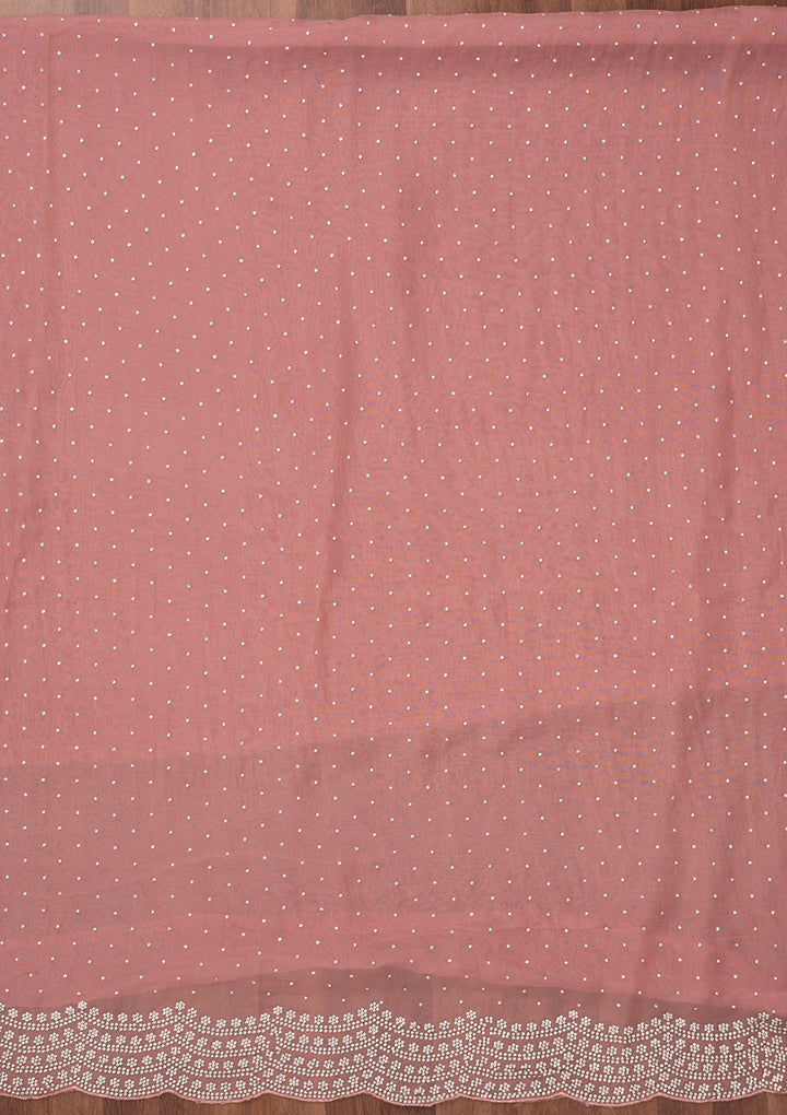 Pink Zariwork Semi Crepe Unstitched Salwar Suit