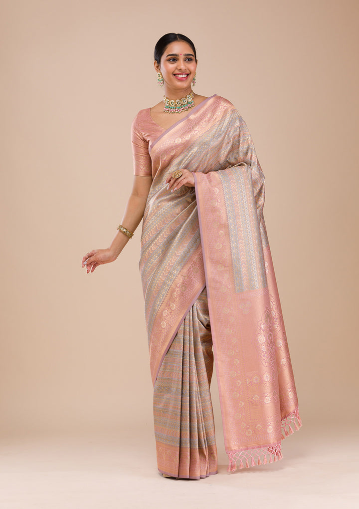Pink Zariwork Silk Saree