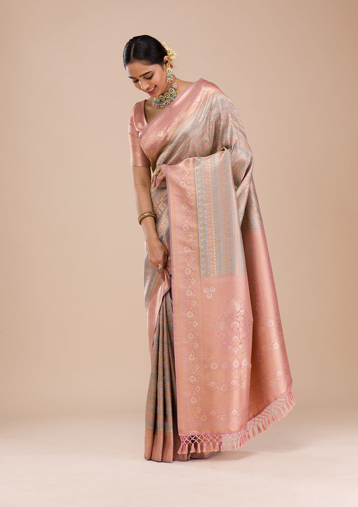 Pink Zariwork Silk Saree