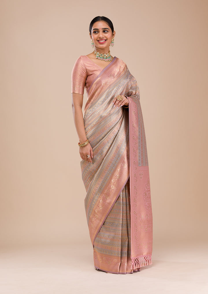 Pink Zariwork Silk Saree