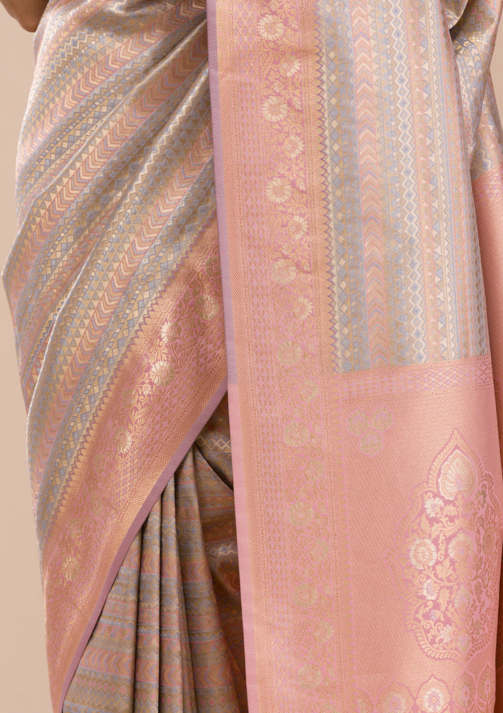 Pink Zariwork Silk Saree