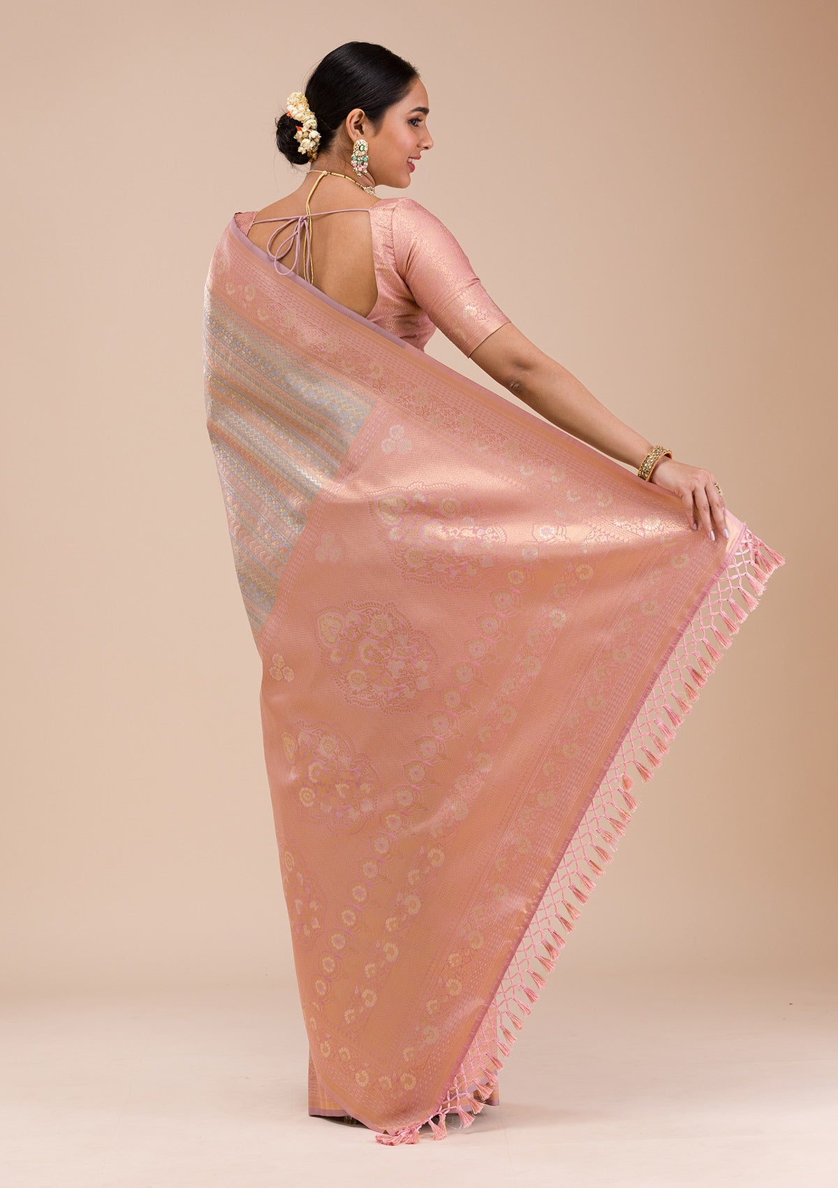 Pink Zariwork Silk Saree