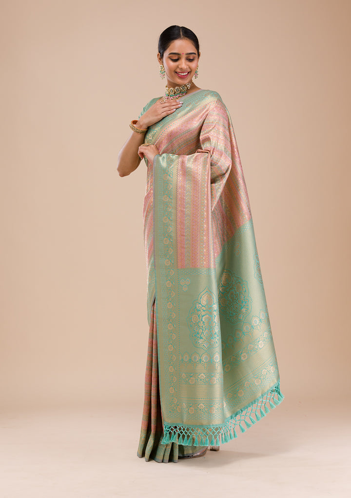 Pink Zariwork Silk Saree