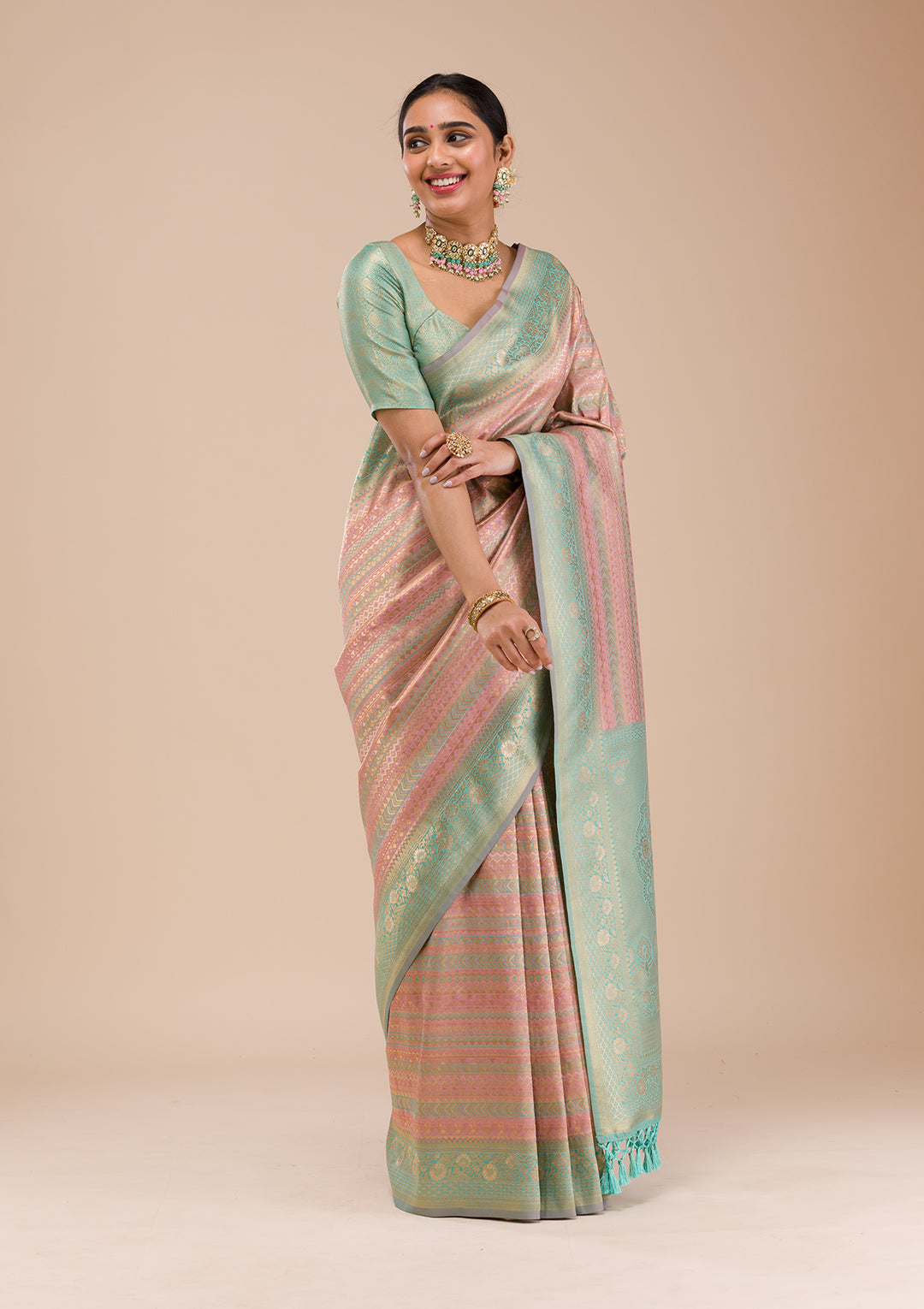 Pink Zariwork Silk Saree