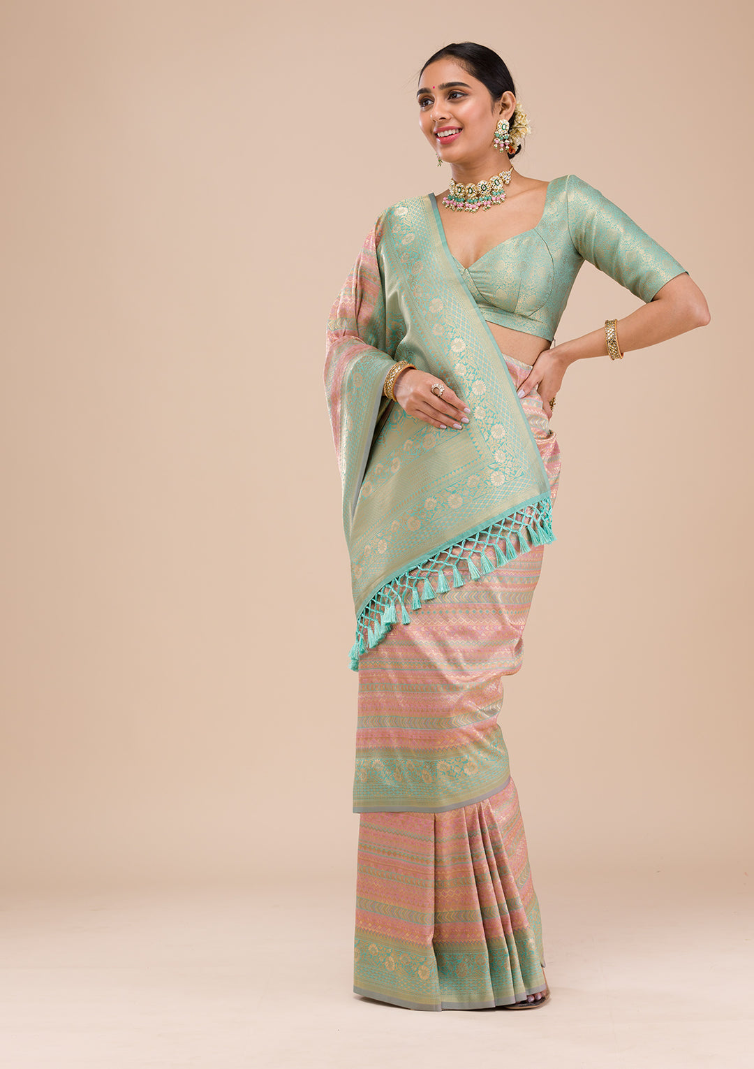 Pink Zariwork Silk Saree