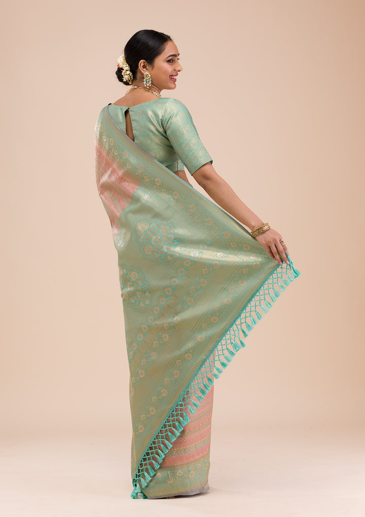 Pink Zariwork Silk Saree