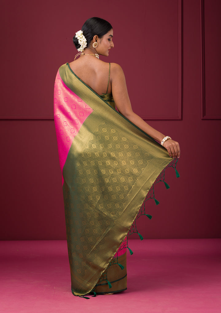 Pink Zariwork Soft Silk Saree