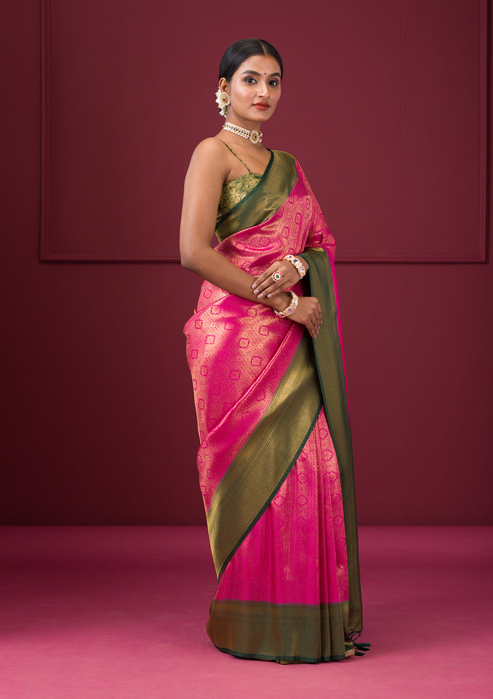 Pink Zariwork Soft Silk Saree