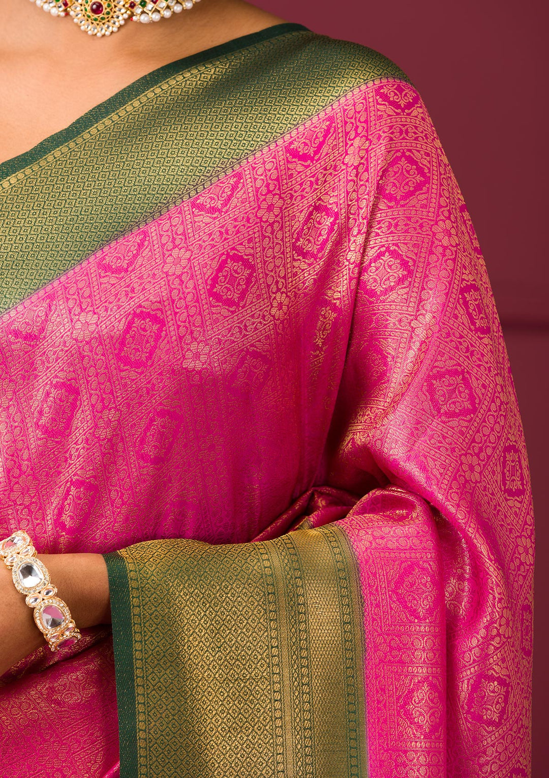 Pink Zariwork Soft Silk Saree