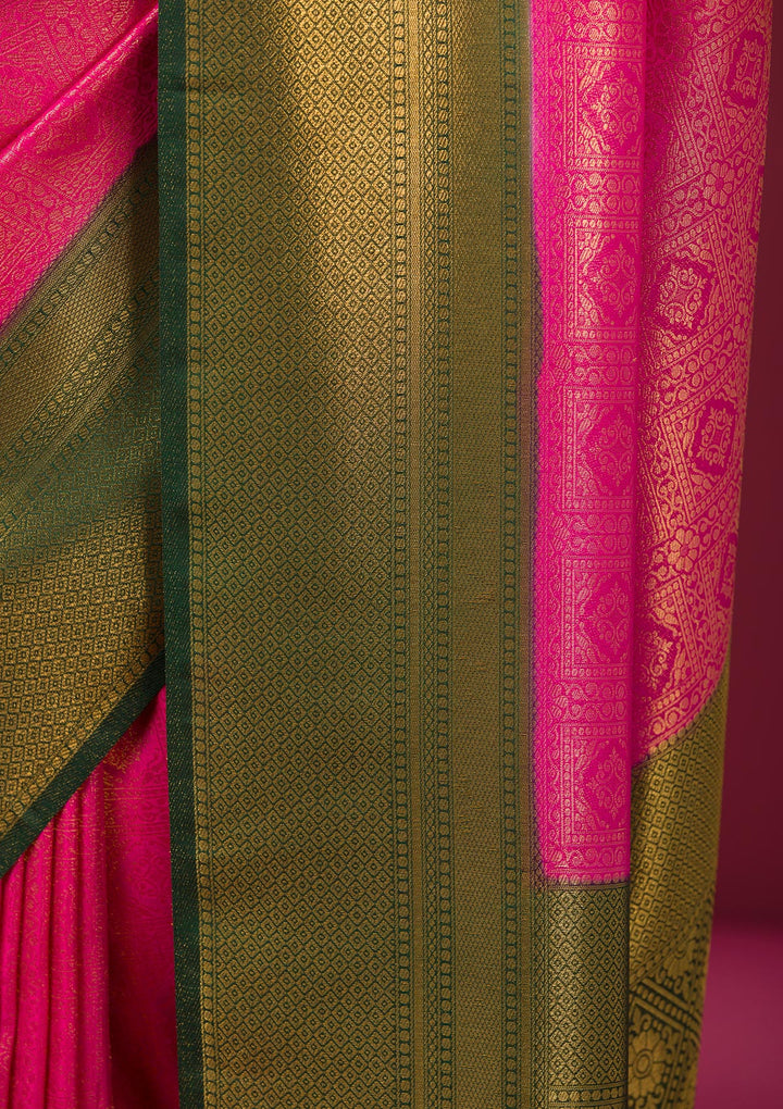 Pink Zariwork Soft Silk Saree