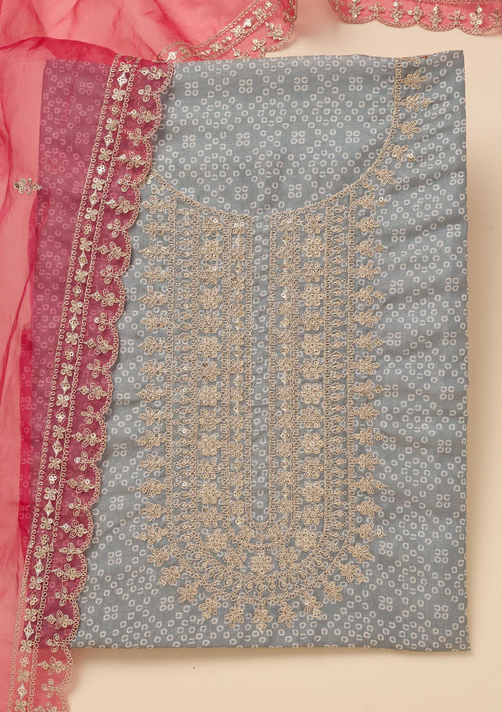 Grey Zariwork Tissue Unstitched Salwar Suit