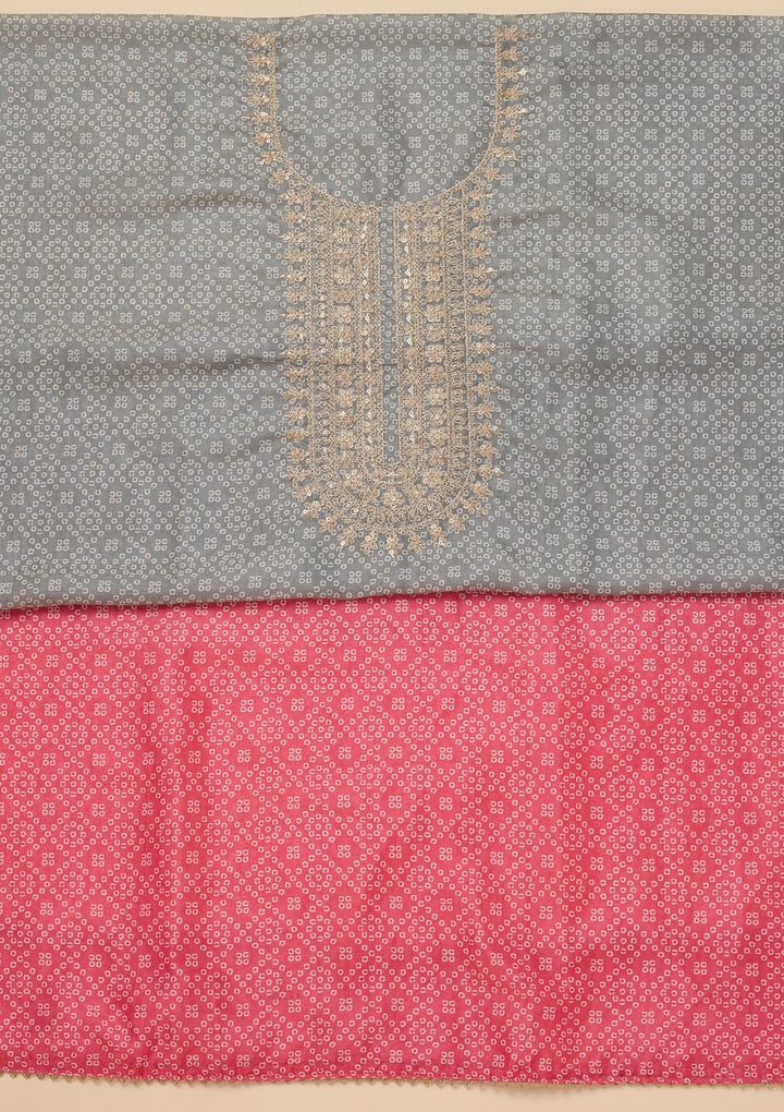 Grey Zariwork Tissue Unstitched Salwar Suit