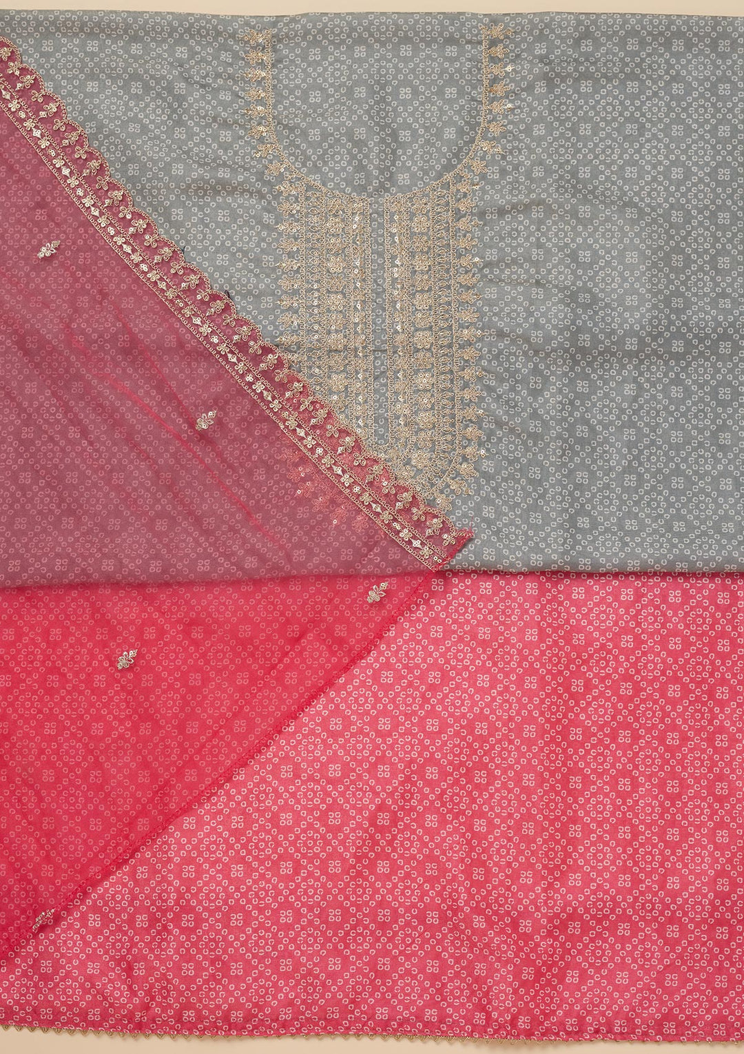 Grey Zariwork Tissue Unstitched Salwar Suit