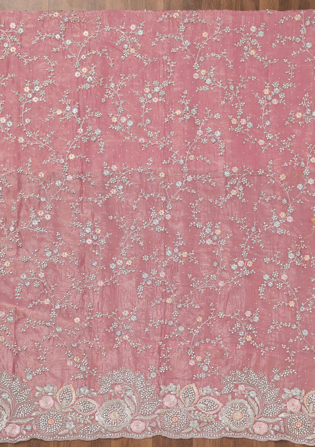 Pink Zariwork Tissue Unstitched Salwar Suit