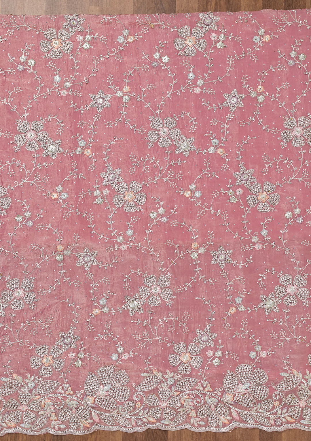 Pink Zariwork Tissue Unstitched Salwar Suit