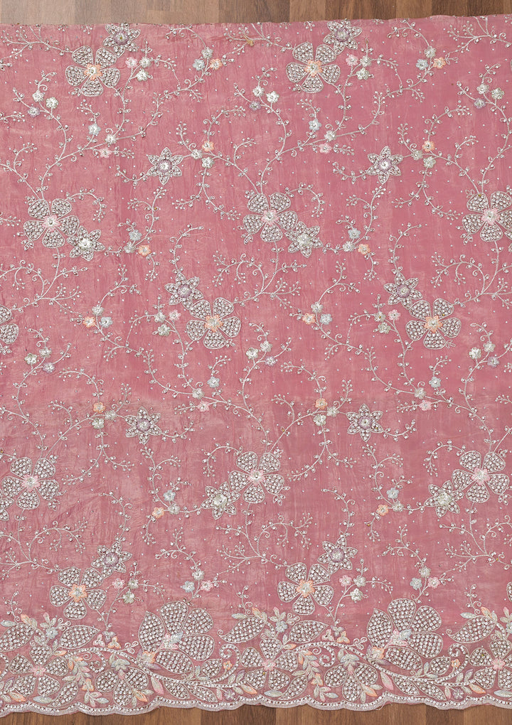 Pink Zariwork Tissue Unstitched Salwar Suit