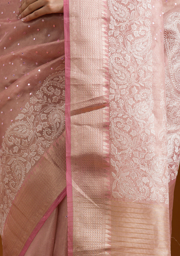 Pink Zariwork Tissue Saree