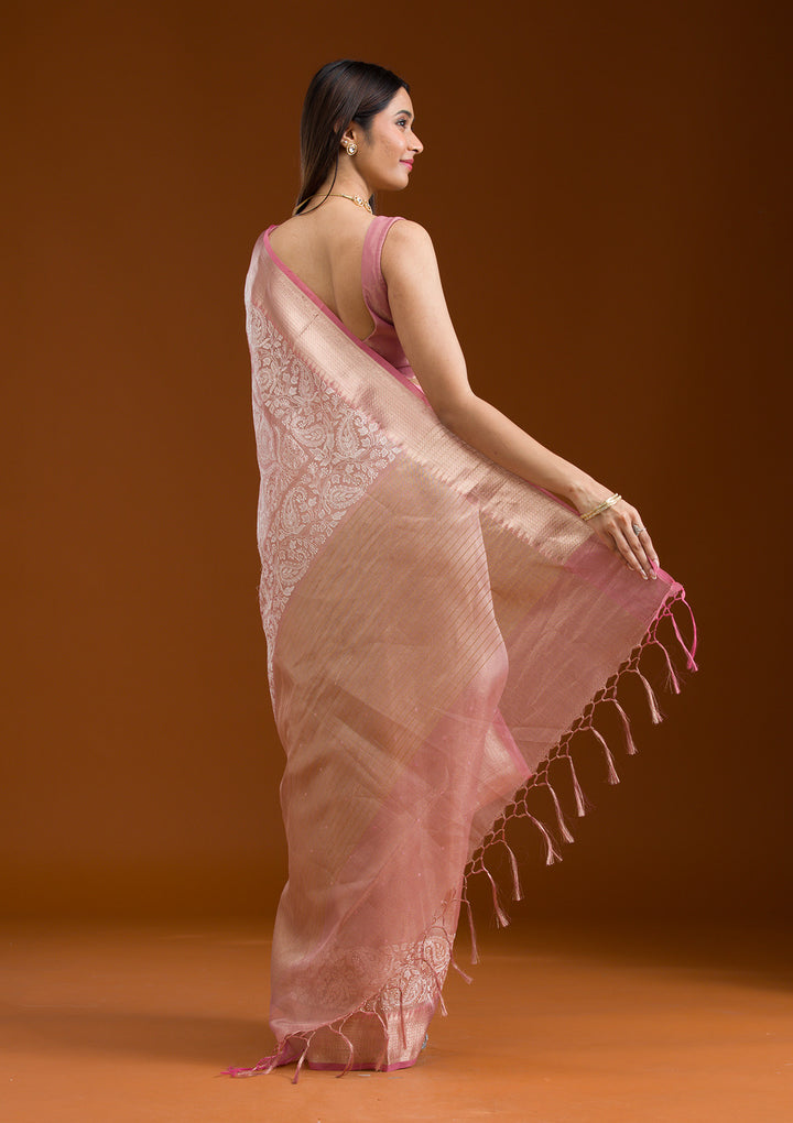 Pink Zariwork Tissue Saree