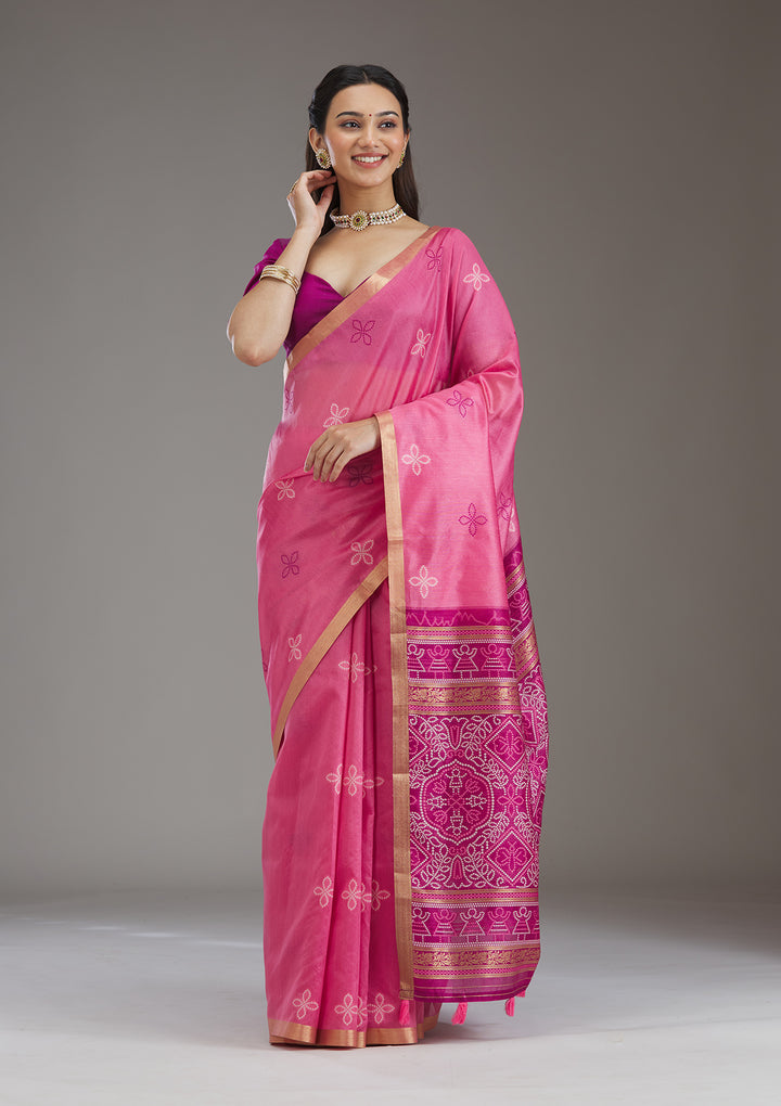Pink Zariwork Tissue Saree