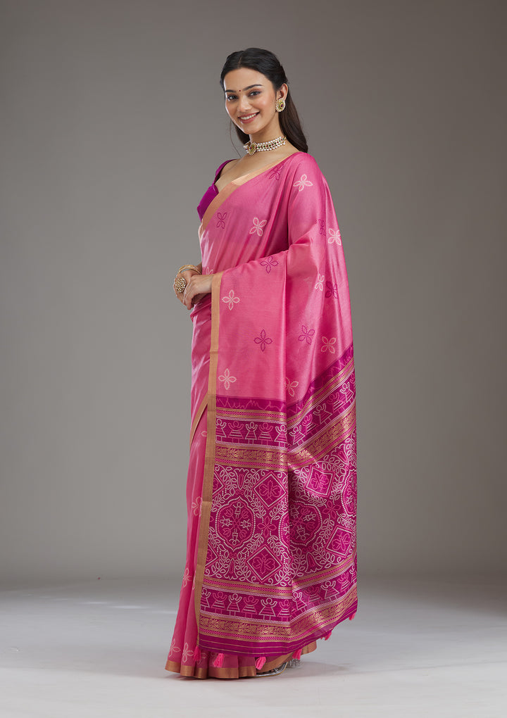 Pink Zariwork Tissue Saree