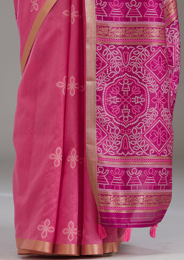 Pink Zariwork Tissue Saree