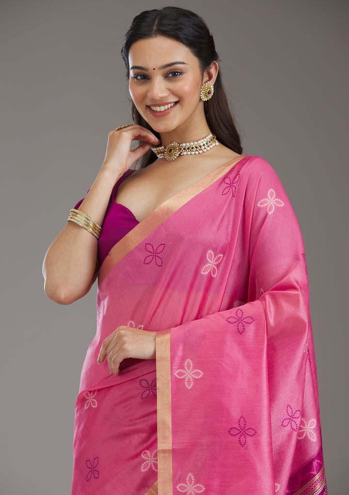 Pink Zariwork Tissue Saree