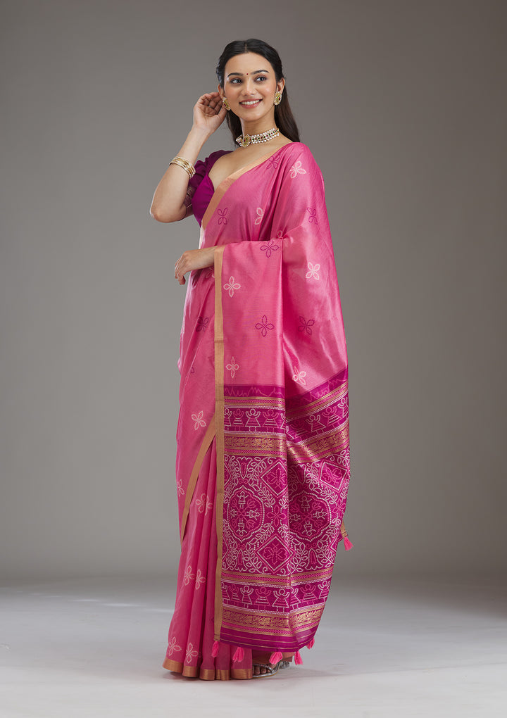 Pink Zariwork Tissue Saree