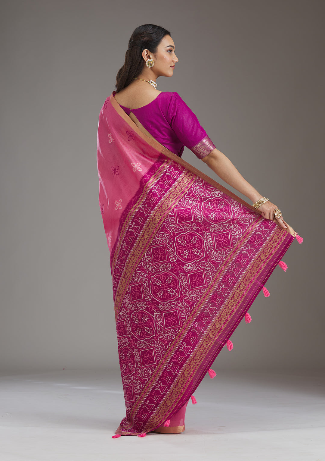 Pink Zariwork Tissue Saree