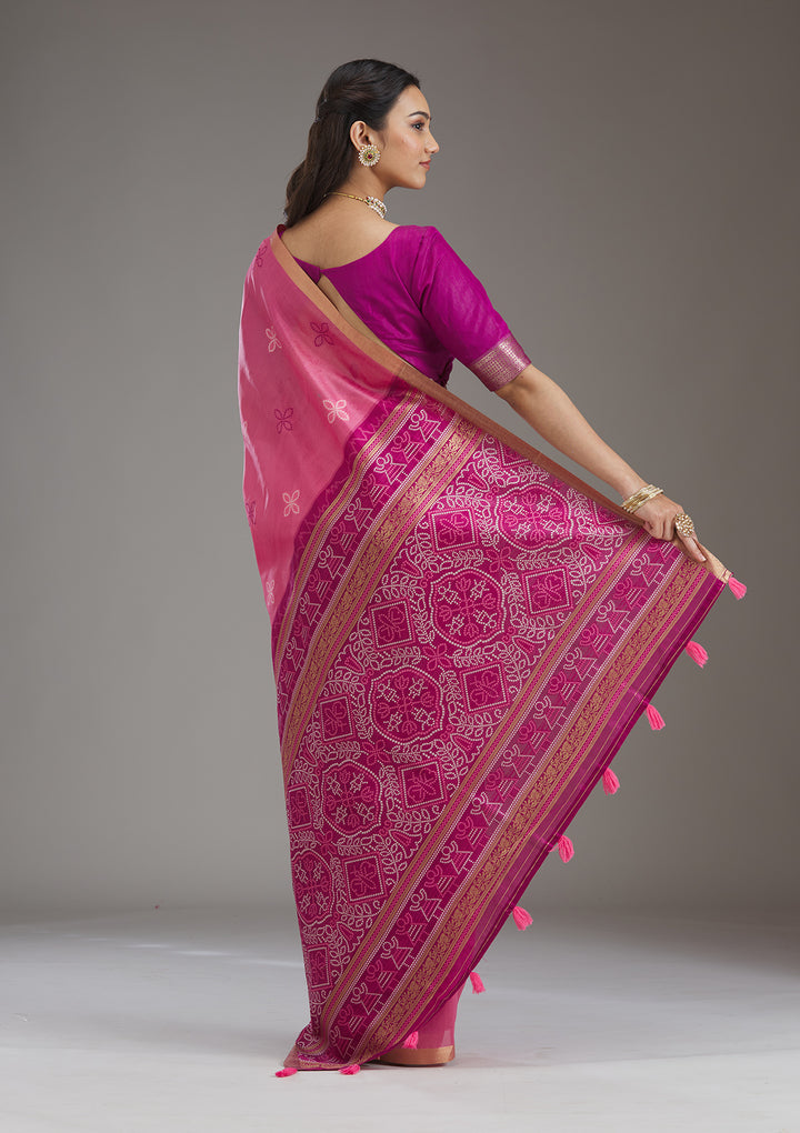 Pink Zariwork Tissue Saree