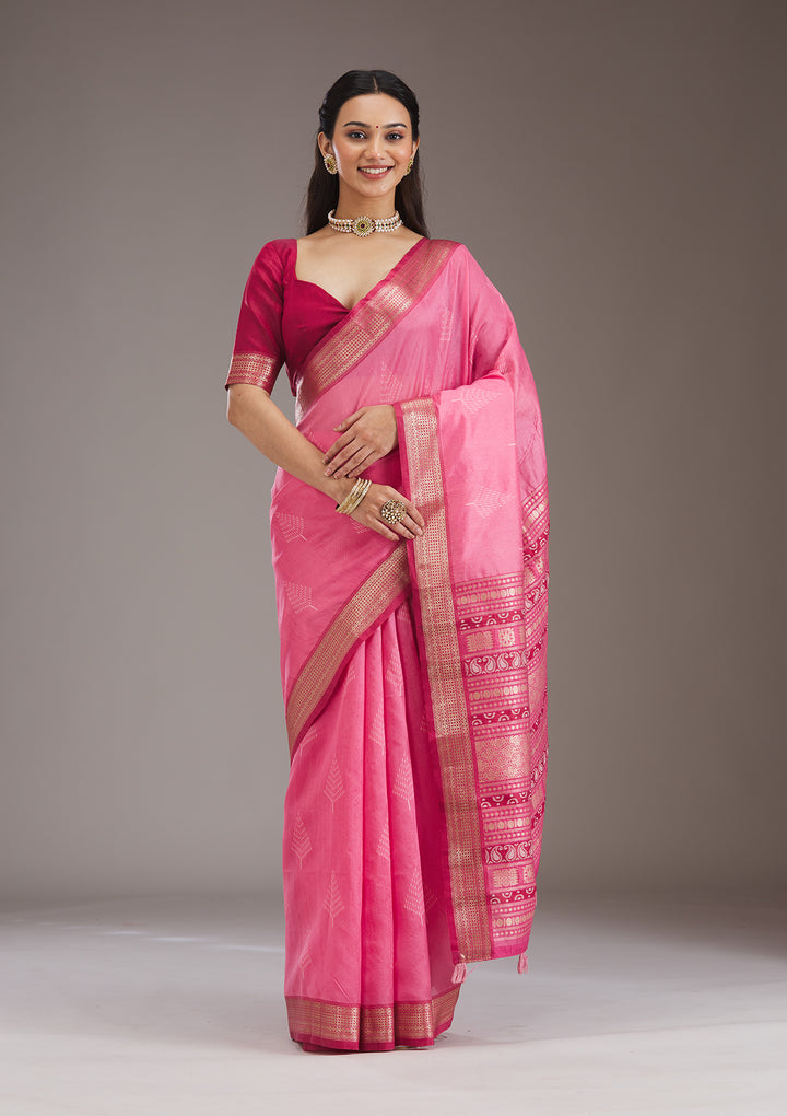 Pink Zariwork Tissue Saree
