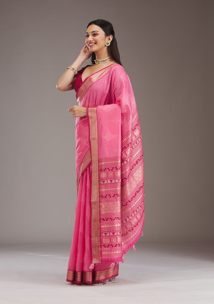Pink Zariwork Tissue Saree