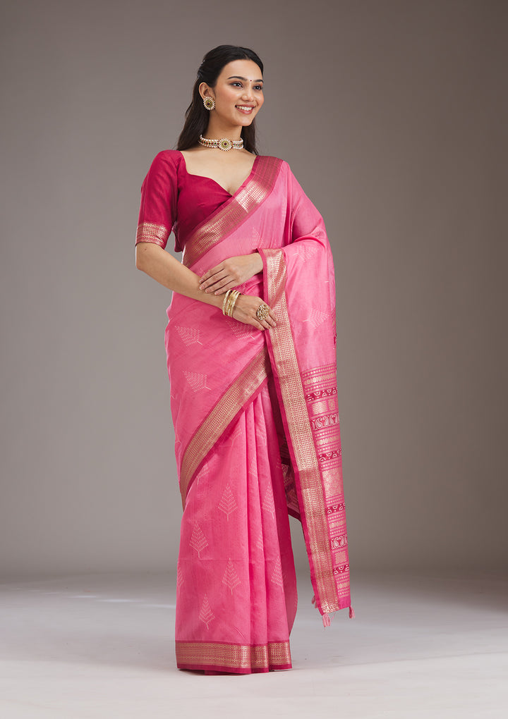 Pink Zariwork Tissue Saree