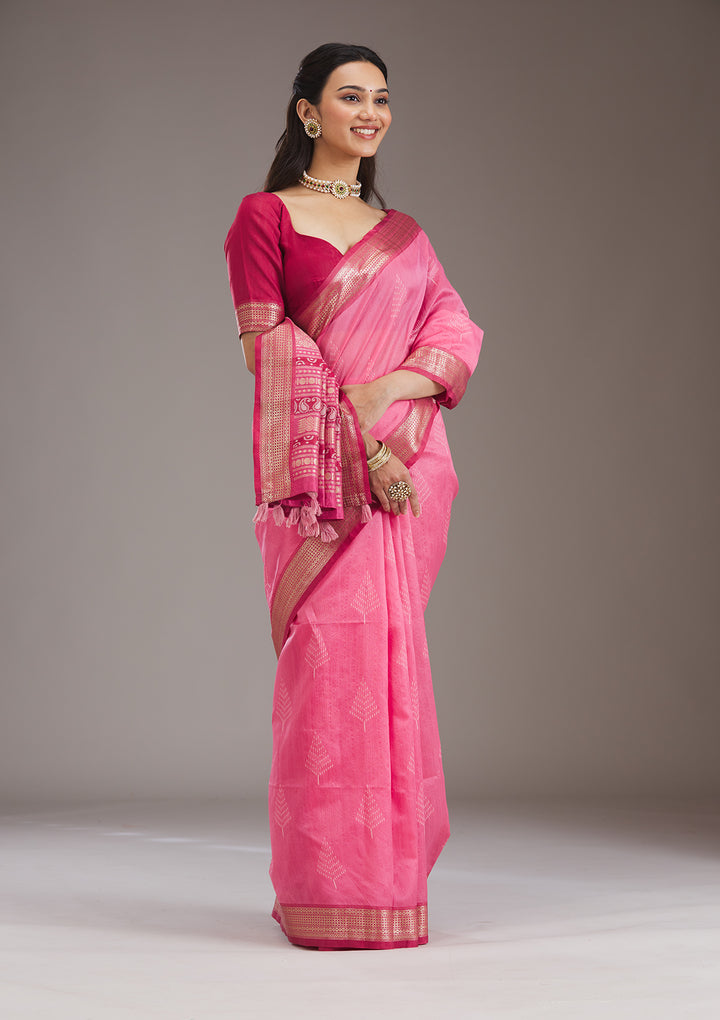Pink Zariwork Tissue Saree