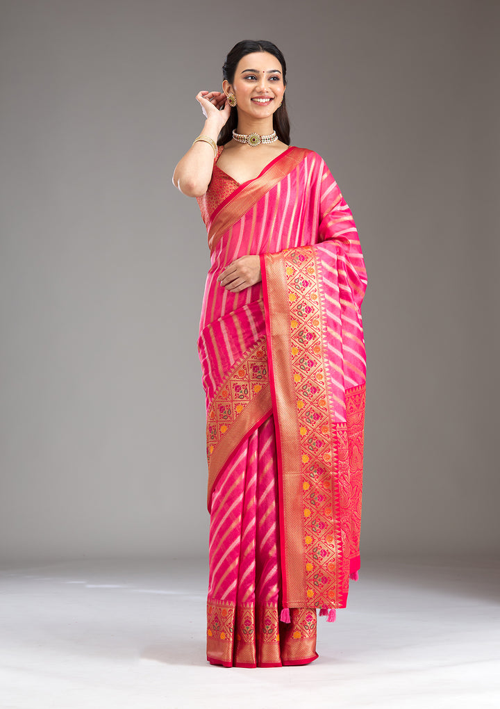 Pink Zariwork Tissue Saree