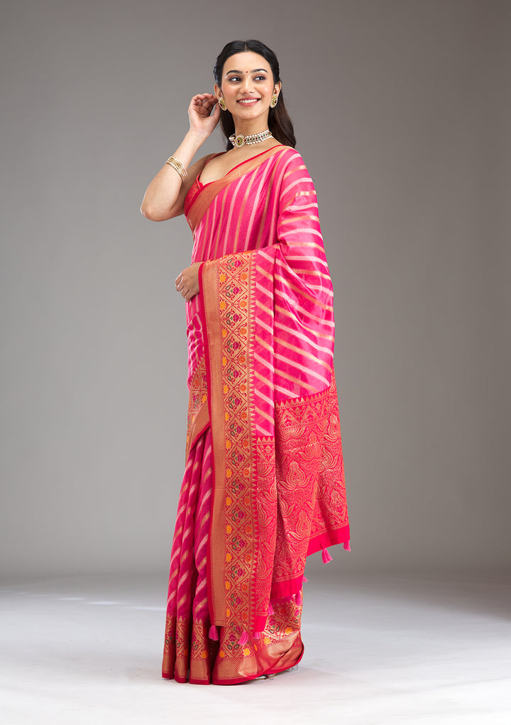 Pink Zariwork Tissue Saree
