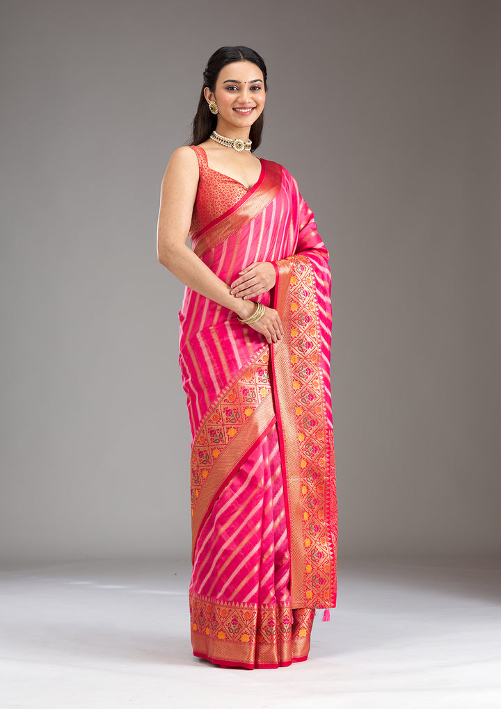 Pink Zariwork Tissue Saree