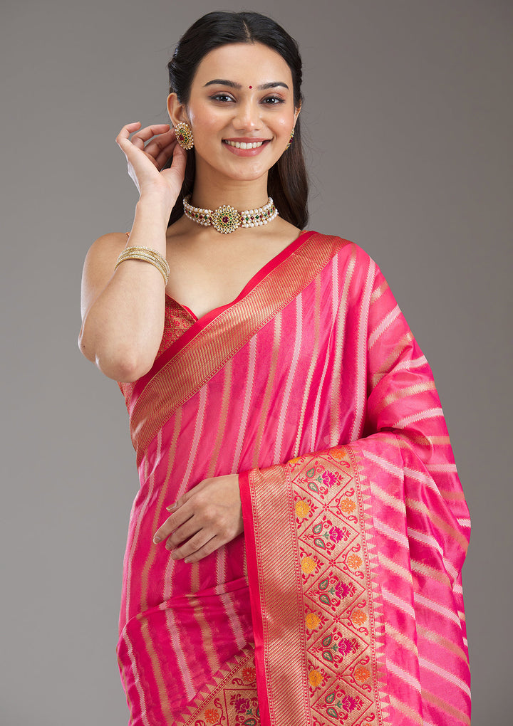 Pink Zariwork Tissue Saree