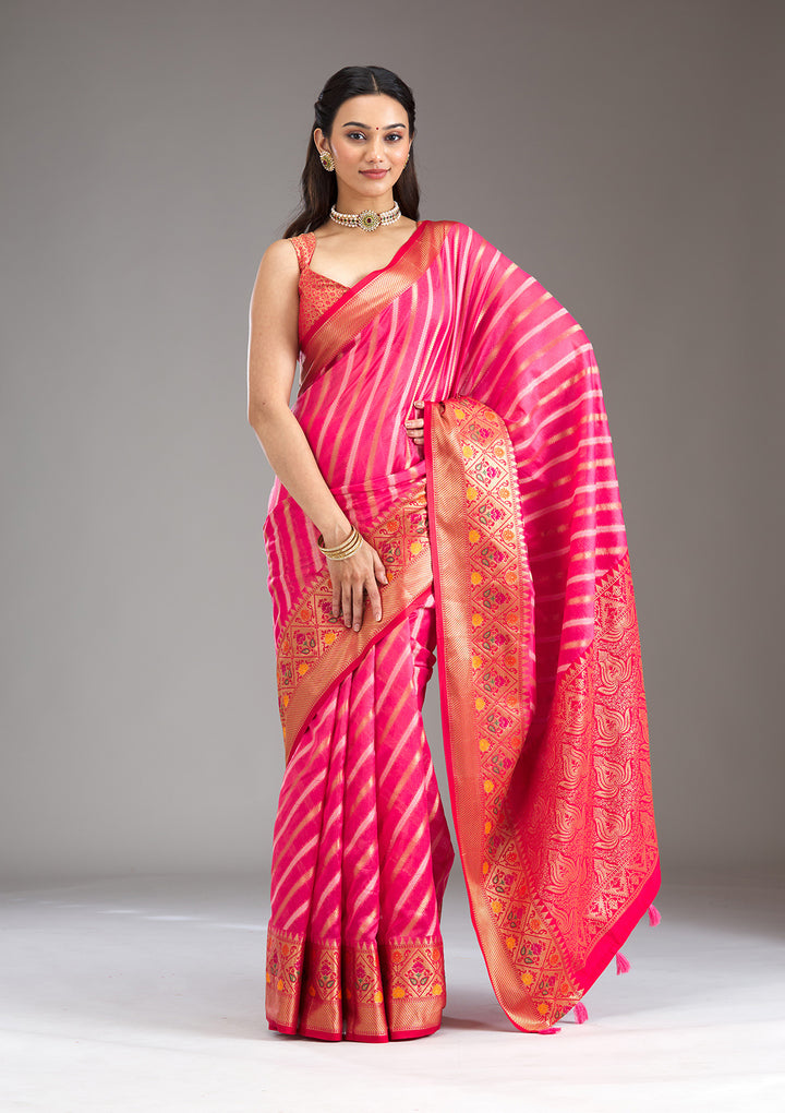 Pink Zariwork Tissue Saree