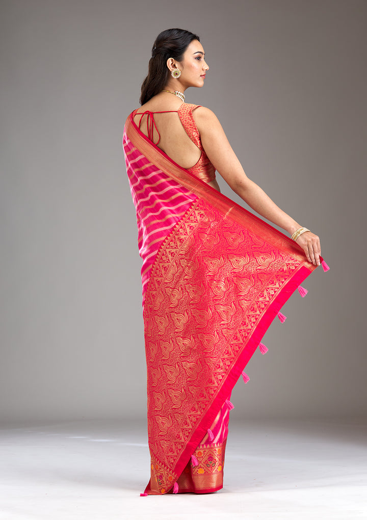 Pink Zariwork Tissue Saree