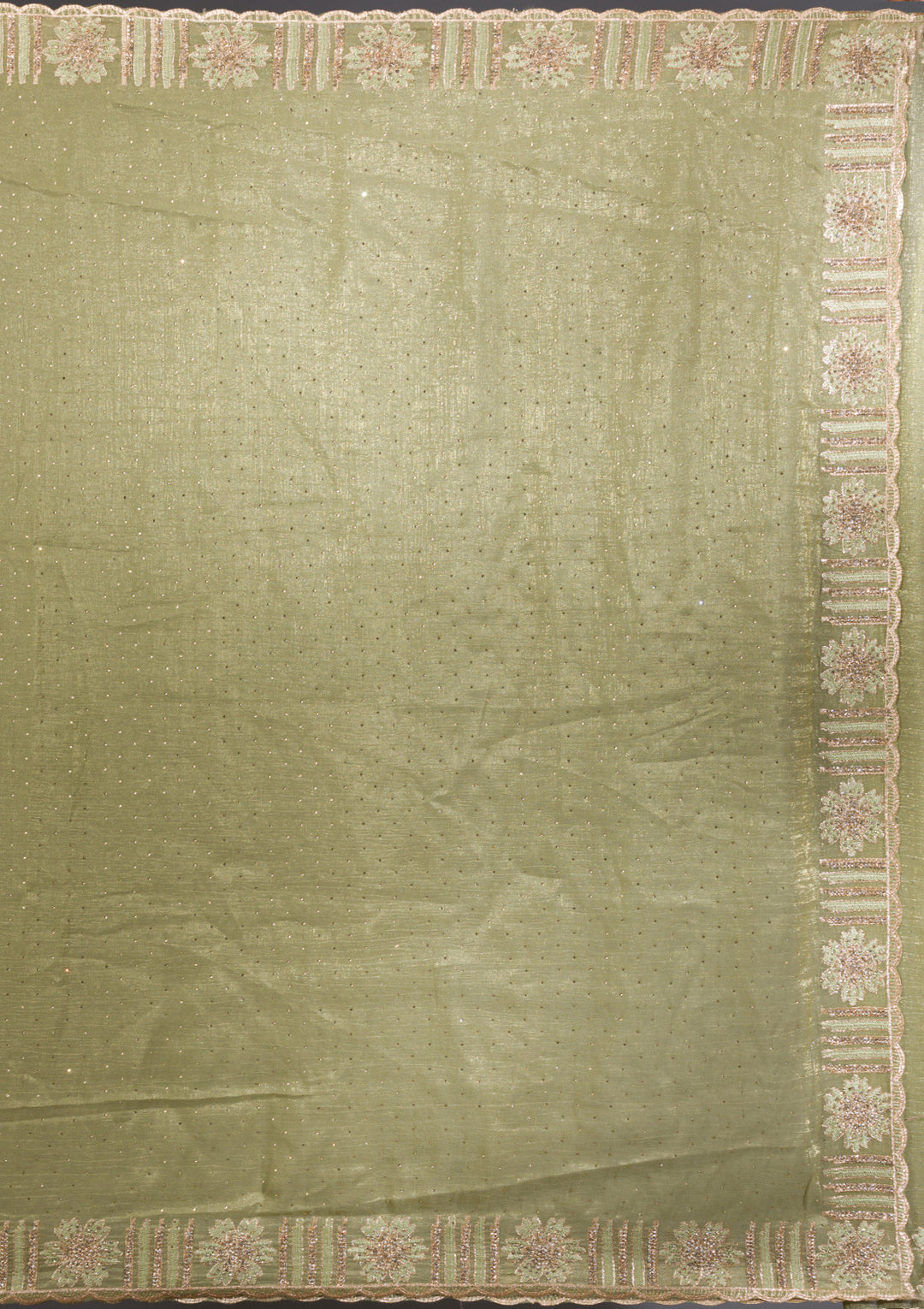 Pista Green Stonework Tissue Saree