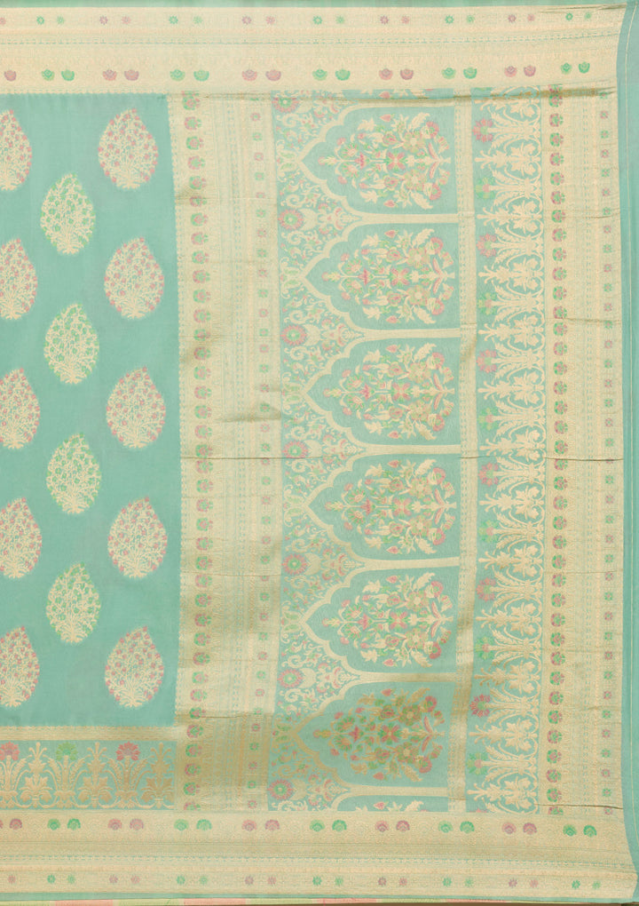 Pista Green Zariwork Art Silk Saree