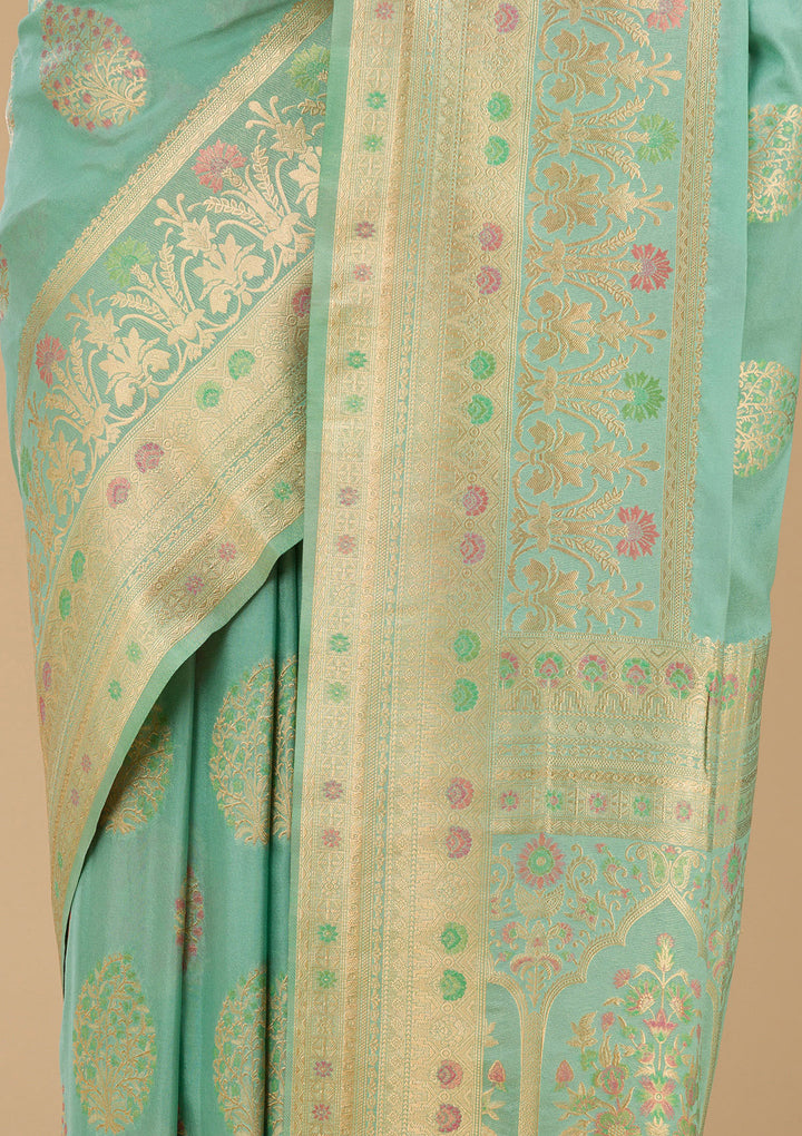 Pista Green Zariwork Art Silk Saree