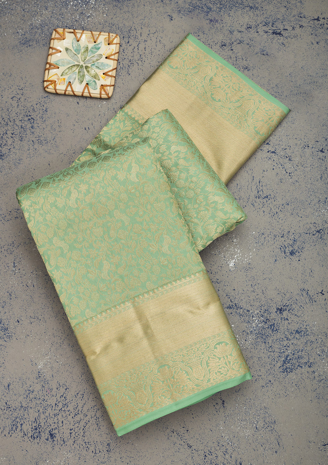 Pista Green Zariwork Pure Silk Saree
