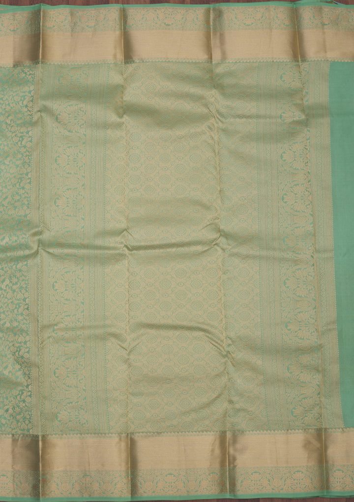 Pista Green Zariwork Pure Silk Saree