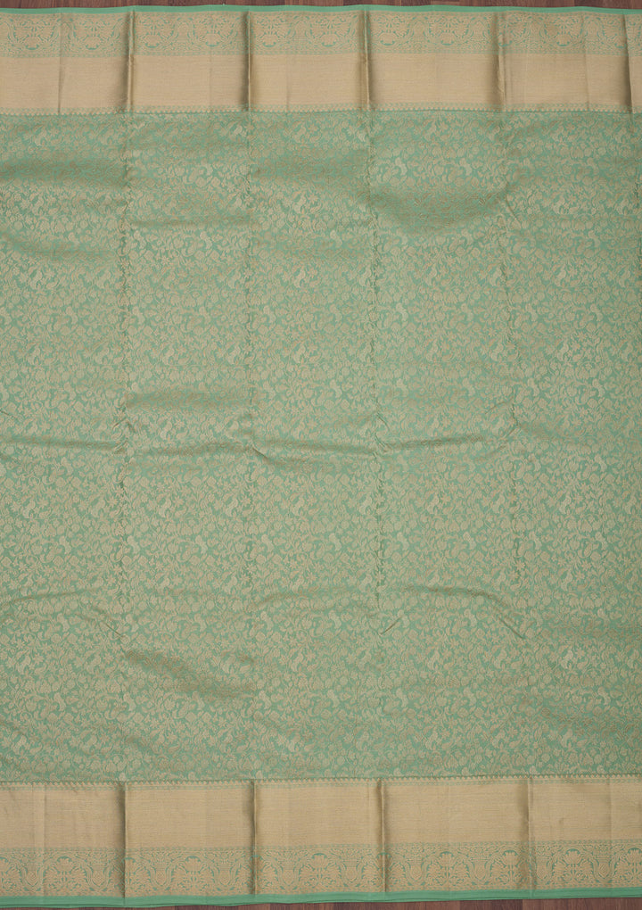 Pista Green Zariwork Pure Silk Saree