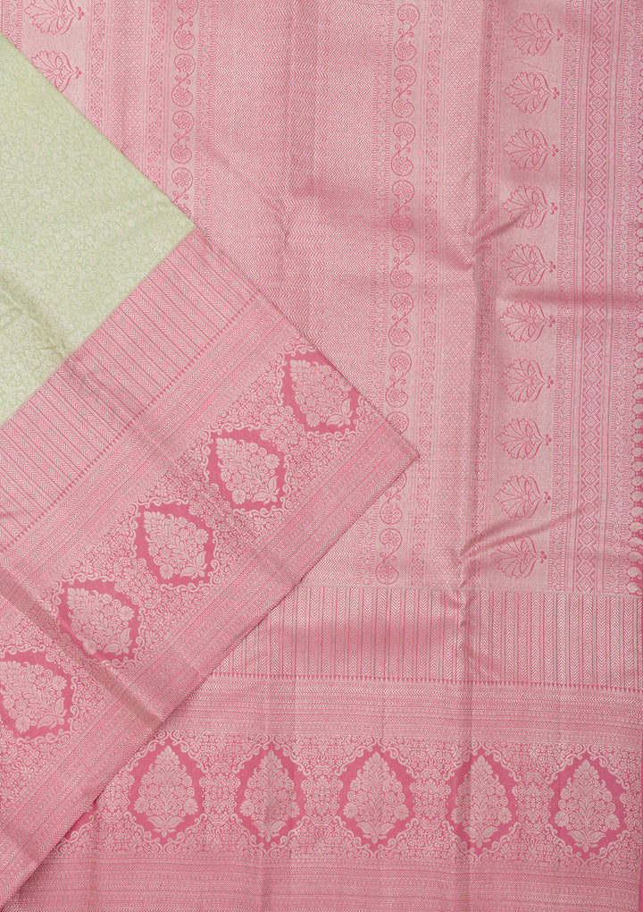 Pista Green Zariwork Pure Silk Saree